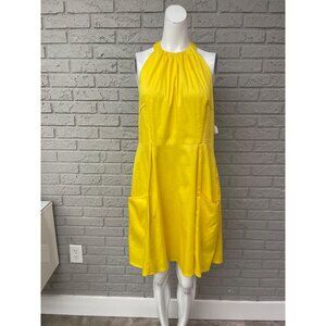 Jessica Simpson Women Yellow Halter Dress with Pockets Size 12 NWT